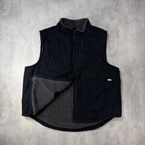 Y2K Black Lee Sherpa Lined Workwear Vest